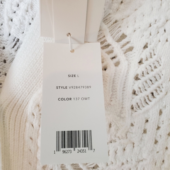 VINCE White Lace Stitch Cardigan Size Large - Picture 11 of 12